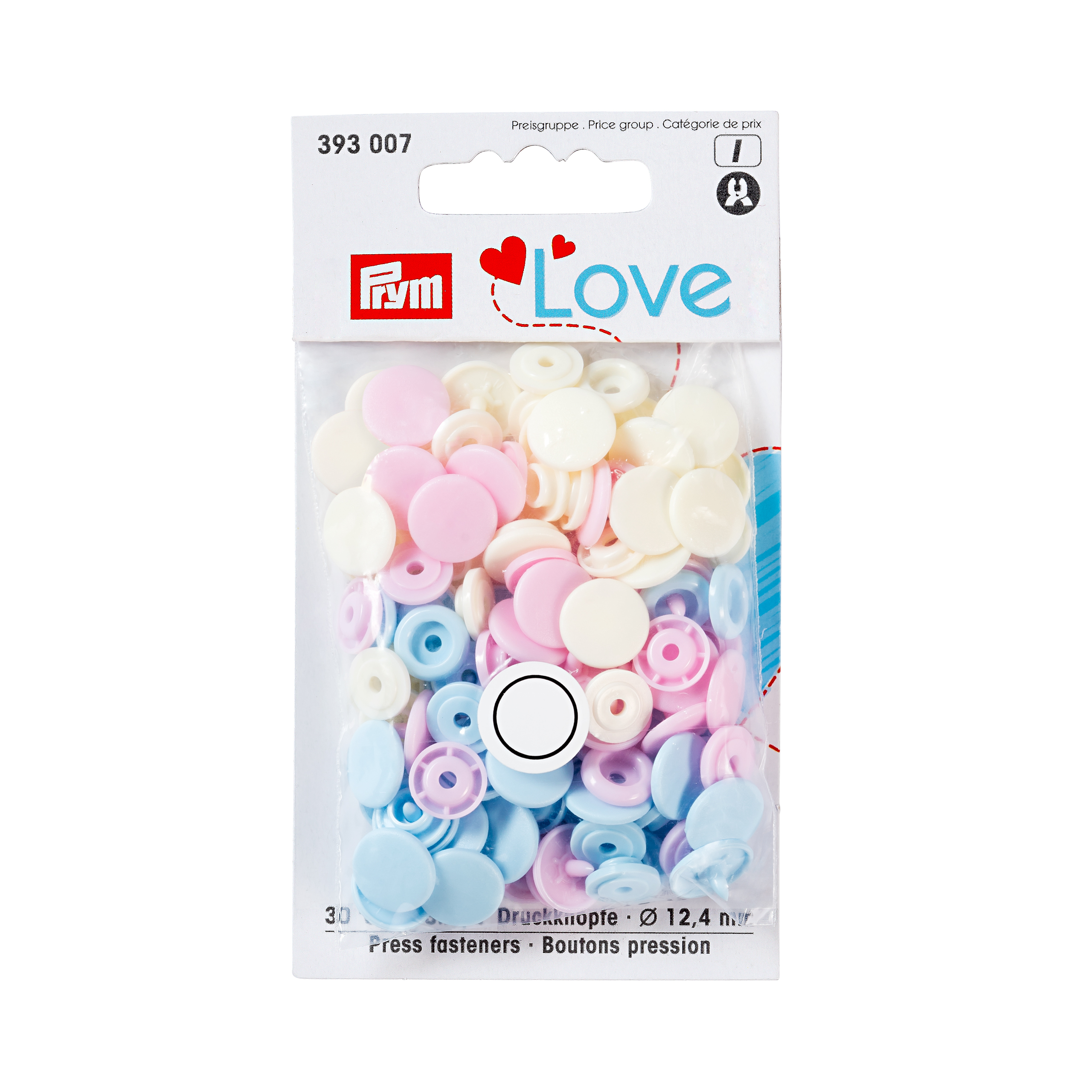 картинка Кнопка 393007 ColorSnaps PrymLove розовый/голубой/жемчужный 12 мм Prym уп 30 шт от магазина МиТекс на Пушкина 97