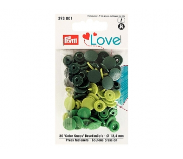 картинка 393001 Кнопки Prym Color Snaps Love зеленый 12,4 мм Love Prym, 30шт от магазина МиТекс на Пушкина 97